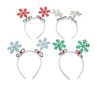 TOGEVAL 4pcs Christmas Snowflake Headband Hair Accessories for Headbands for Snow Flake Holiday Hair Band Holiday Plastic