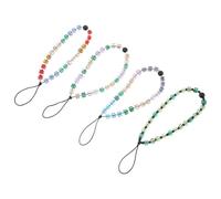 TOGEVAL 4pcs Colorful Crystal Beaded Phone Wrist Strap Candy Crystal Camera Charm Lanyard for Advanced Cameras Lightweight Mobile Phone Beads Chain for Travel and Party Accessories