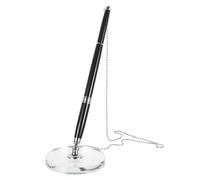 TOGEVAL 4pcs Crystal Base Executive Desk Pen with Chain and Stand Secure Vertical Signature Pen for Office Hotel Reception Counter Use Professional Business Stationery