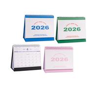 TOGEVAL 4pcs Desk Calendar Compact with Spiral Binding Monthly Planner for Office Desk Habit Tracking Personal Schedule Organizer in Pink Green Blue Black