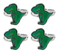 TOGEVAL 4pcs Dinosaur Mood Rings Color Change Temperature Sensitive Open Band Rings for Boys and Emotional Jewelry