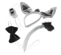 TOGEVAL 4Pcs Donkey Costume Headband with Bowtie Tail Nose Soft Comfortable Halloween Dress Up Accessories for Boys Party Carnival