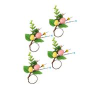 TOGEVAL 4pcs Egg Shaped Napkin Rings Napkin Buckles Farmhouse Style 5.50x5.11x1.18in Foam and Silk Cloth Reusable Easter Table Adornments for Spring Dining Table