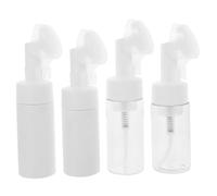 TOGEVAL 4pcs Facial Cleansing Brush White Transparent Cosmetic Bottles for Deep Pore Massage and Gentle Exfoliation Skin Friendly Makeup Dispensers