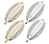 TOGEVAL 4pcs Fish Shape Banana Hair Clip Strong Hold Ponytail Holder Clips for Women Gold Silver Stylish Hair Accessories