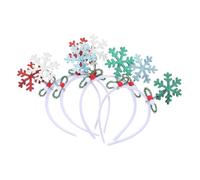 TOGEVAL 4pcs Glitter Christmas Headband with Snowflake Tiara Hairbands Sparkly Holiday Hair Accessories for Xmas Parties Winter Festive Head Boppers for Family Gatherings and Year