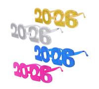 TOGEVAL 4pcs Glitter Number Glasses Year Eve Party Eyewear Lightweight Comfortable Graduation Photo Booth Props for Year End Celebrations and Themed Gatherings