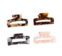TOGEVAL 4pcs Hair Claw Clips Medium Nonslip Jaw Hair Clamps Barrette Set for Women Shower and Daily Use in Beige, Black White, Amber, and