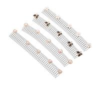 TOGEVAL 4Pcs Hair Finishing Fixer Combs Decorative Invisible Hair Accessories for Women Stretchable U Pin Hair Clips with Pearl and Flower Design for Flyaways and Curly