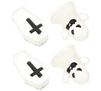TOGEVAL 4pcs Halloween Resin Ornaments for House Decor Ghost Cross Tombstone Garden Decorations for Halloween Party Atmosphere