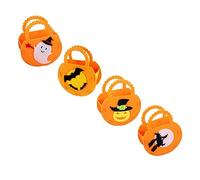 TOGEVAL 4pcs Halloween Treat Bags Candy Packaging Pouches for Party Favor Halloween Pumpkin Storage Bucket