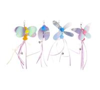 TOGEVAL 4pcs Interactive Cat Wand Replacement Heads with Bell for Indoor Play, Cat's Mood and Stress, Exercise Accessory for Cats Random Color