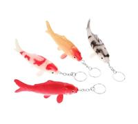 TOGEVAL 4pcs Lifelike Koi Fish Hanging Decor Keychain Goldfish Animal Model Keyring for Bag Key Ring for Decor