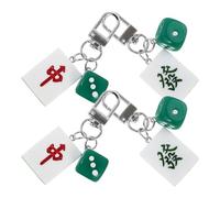 TOGEVAL 4pcs Mahjong Keychain Pendant Set with Lucky Red Zhong and Prosperity Symbols, Creative Bag Hanging Decorations and Key Organizer Accessories for Women’s School Bags and Party