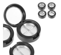 TOGEVAL 4Pcs Multi-grid Empty Eyeshadow and Lipstick Storage Cases Matte Black Round Cosmetic Containers for DIY Makeup Blusher Organizer Packaging for Travel Go Use