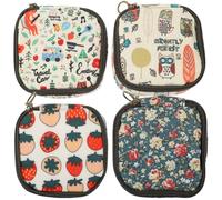 TOGEVAL 4pcs Multi-Purpose Cotton Cloth Coated Small Cosmetic Bags, Portable Sanitary Napkin and Coin Storage Pouch Suitable for Outdoor and Office Use