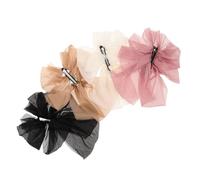 TOGEVAL 4pcs Multilayer Bowknot Banana Hair Clips for Women Non Slip French Fishtail Barrettes Strong Grip Ponytail Holders for Thick and Fine Hair Comfortable Elegant Black Khaki Pink