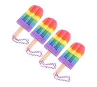 TOGEVAL 4pcs Novelty Ice Cream Shaped Body Scrubber Bath Sponge Soft Exfoliating Shower Sponges for Travel Portable Cute Body Wash Scrubber for Gentle Skin Cleaning