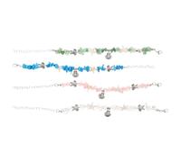 TOGEVAL 4PCS Ocean Style Beaded Bracelets with Turtle Sea Star Shell Charms, Adjustable Stretch Gravel Stone Bracelets in Green Blue Pink, Bohemian Beach Jewelry for Women and Teen