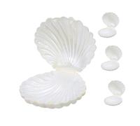 TOGEVAL 4pcs Pearlescent White Shell Candy Boxes for Mermaid Birthday Party Favors, Seashell Collection Containers and Sea Shell Jewelry Holders, Small Fillable Favor Boxes for Wedding