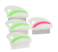 TOGEVAL 4pcs Pet Removal Comb for Puppies and Cats Stainless Steel Flea and Dust Cleaner with Ergonomic Handle Small Lightweight Grooming Tool for Efficient Hair and Lice Removal Red Green