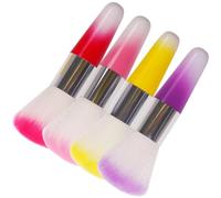 TOGEVAL 4pcs Portable Loose Powder Brush for Makeup Blush and Nail Dust Cleaning Soft Mineral Cosmetic Brushes with Comfortable Handles Travel-friendly Compact Design in Pink Purple Red