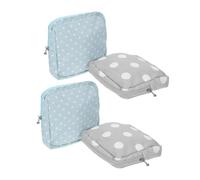 TOGEVAL 4pcs Portable Menstrual Pad Pouch with Dot Pattern Oxford Cloth Sanitary Napkin Organizer for Women Multi Compartment Storage Bag for School Office and Travel Moisture Resistant