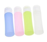 TOGEVAL 4pcs Portable Silicone Travel Lotion Bottles Refillable Cosmetic Dispenser Set for Shampoo Body Wash Moisturizer Durable Reusable Emulsion Bottles Green White