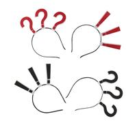 TOGEVAL 4pcs Question Mark Hair Accessories Non Slip Headband Quirky Punctuation Hair Hoops for Parties Daily Wear Festivals for Women