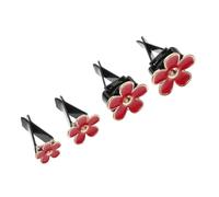 TOGEVAL 4Pcs Red Daisy Car Vent Clips Alloy Five-Petal Flower Air Freshener Decor for Car Interior Aroma Diffuser Clip Suitable for Women’S Accessories