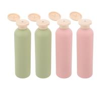 TOGEVAL 4pcs Refillable Travel Bottles with Flip Cap PE Avocado Green and Pink Squeeze Containers for Shampoo Lotion Body Wash Leakproof Toiletry Bottles for Travel and Daily Use