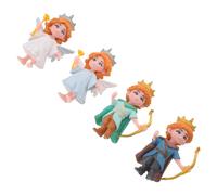 TOGEVAL 4pcs Resin Princess and Prince Miniature Figures, Wedding Cake Toppers, Tiny Couple Figurines for Micro Landscape and Anniversary Decoration
