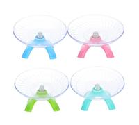 TOGEVAL 4pcs Silent Hamster Flying Saucer Wheel Quiet Running Exercise Spinner for Small Pets Sturdy Transparent Saucer Wheels in Blue Pink Mint Matcha Green for Cage Training Gerbils Mice