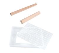 TOGEVAL 4pcs Silicone Nougat Making Tools Set Non Stick Cake Molds with Rolling Pin Cutting Assist Stick DIY Pastry Baking Plate for Candy Biscuit Sachima