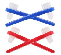 TOGEVAL 4PCS Small Portable Dual-Sided Denture Cleaning Brush Set for Adults Travel Soft Bristles Toothbrush Kit for Oral Care and Gum Pocket Cleaning