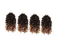 TOGEVAL 4pcs Synthetic Bomb Twist Braiding Hair Extensions Lightweight Soft Faux Locs Curly End for Everyday Wear Party Ready Fashion Braids