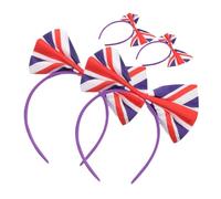 TOGEVAL 4pcs Uk Flag Hair Bands for Women Bow Headband Hair Accessories for Sport Competition Carnival Outfits