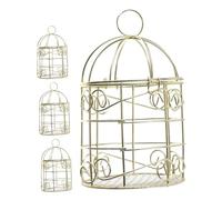 TOGEVAL 4pcs Vintage Gold Iron Hollow Bird Cage Feeder for Parrots Fruits Vegetables for Outdoor and Indoor Use Multi-bird Access for Natural Foraging Behavior