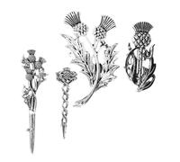 TOGEVAL 4pcs Vintage Scottish Thistle Brooch Pins for Women Alloy Floral Shawls Decoration Versatile Usage Classic Refined Style with Enduring Elegance for Holiday Parties
