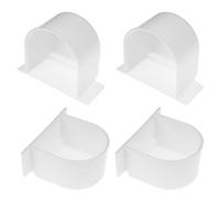 TOGEVAL 4pcs White Half Circle Bird Cage Food Bowls Sturdy Bird Feeding Containers for Parrots Budgies Cockatiels Cage Accessories