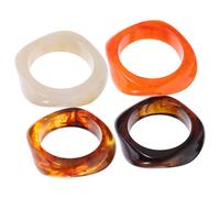 TOGEVAL 4Pcs Women’S Chunky Wide Acrylic Bangle Bracelets Set - Irregular Geometric Punk Style Cuff Wristbands in Amber, Dark Brown, Orange, Beige for Party and Daily Wear