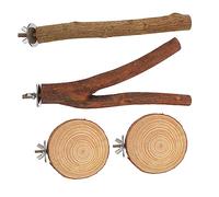 TOGEVAL 4pcs Wooden Parrot Play Stand Natural Bird Perches for Chewing and Exercising Easy to Install Bird Toys for Parrots and Budgies for Coordination and Balance Skills