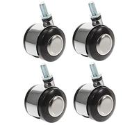 TOGEVAL 4pcs Zinc Alloy Walker Wheels with Threaded Stem Heavy Duty Rotating Replacement Casters for Office Chair Trolley Cart Swivel Quiet Smooth Rolling with Brake Easy Installation