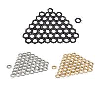 TOGEVAL 50 Pcs M8 Zinc Alloy Fine Tooth Thin Nuts 8mm Inner Diameter Gold Guitar Instrument Socket Jack Nuts Set for Bass and Electric Guitar