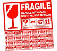 TOGEVAL 500Pcs Fragile Warning Stickers Adhesive Labels for Shipping Boxes Packaging Warning Labels for Fragile Products Cargo Transport Care