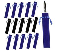 TOGEVAL 50pcs Drawstring Pen Pouches Small Protective Sleeves for Fountain Pens and Accessories in Blue and Black for School Office Travel Jewelry Storage