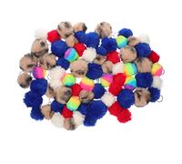 TOGEVAL 50pcs Faux Rabbit Pom Pom Keychain Fluffy Key Ring Charms Red Dark Blue Beige Orange Leopard Print for Handbags Backpacks Car Keys