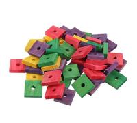 TOGEVAL 50pcs Parrot Nibbling DIY Wooden Chewing Blocks Safe Pet for Birds Macaw African Grey Cockatoo Cage Exercise and Mood Improvement