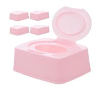 TOGEVAL 5pcs Baby Wipes Dispenser with Flip Top Lid, Travel Friendly Wipes Storage Box in Soft Pink Pp Material, Child Friendly Design Suitable for Home the Go Use