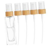 TOGEVAL 5pcs Bamboo Trim Spray Bottle Pump Heads Fine Mist Nozzles for Essential Oil Perfume Cosmetic Containers Refillable Spray Caps